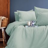 Issimo Home Savanna Mint Yıkanmış Çift Kişilik %100 Pamuk Poplin Nevresim Takımı - 200 x 220 cm