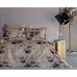 Issimo Home Vıola Dijital Baskı Pamuk Saten Çift Kişilik Nevresim Takımı - Bej - 200 x 220 cm