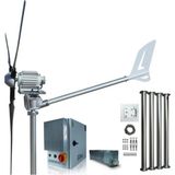 IstaBreeze Ista Breeze 1500W 24V/48V Windsafe Korumalı Rüzgar Türbini + Wind Pro Şarj Kontrol Cihazı + Direk Seti - Siyah - Beyaz
