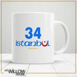 Istanbul 34 Temalı Isimli Kişiye Özel Seramik Kupa Bardak - 001 - Beyaz