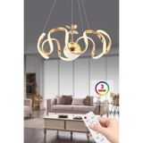 İstanbul Avize Beren Gold Kumandalı 3 Renk Ledli Lüx Sarkıt Modern Led Avize