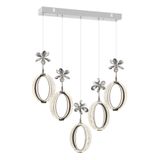 İstanbul Avize İstanbul Avize Zeus 5'li Gümüş Yemek Masası Kumandalı 3 Renk Ledli Modern Led Avize