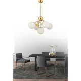 Istanbul Avize Larin 5'li Gold Beyaz Glop Camlı Avize - Gold - Beyaz