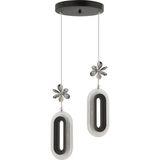 Istanbul Avize LED Alfa 2'li Siyah Kumandalı 3 Renk Ledli Kristal Taşlı Modern LED Avize