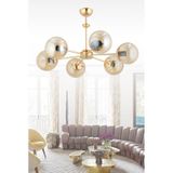 İstanbul Avize Nisa 6'lı Gold Sarı Glop Camlı Avize