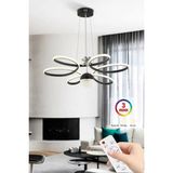 Istanbul Avize Papatya Siyah Kumandalı 3 Renk Ledli Modern LED Avize