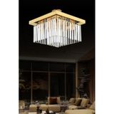 İstanbul Avize Yasemin 40 Cm Kare Gold Kristal Taşlı Avize Altın