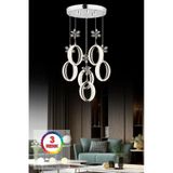 Istanbul Avize Zeus 6'lı Gümüş Kumandalı 3 Renk Ledli Modern LED Avize
