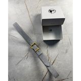 İstanbul Belt Süet Kadın Deri Kemer – 3 cm – Altın Ton Tokalı, Dayanıklı, Şık & Gerçek Deriden Kemer - 105 cm - Gri