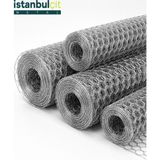 İstanbul Çit Metal Istanbul Çit Metal Galvaniz Kümes Teli 2 1/4 Inç 55 mm Göz 1,40 mm Tel 2,30 mm Gergi Teli 80 cm x 20 M Altıgen Örgülü Tel