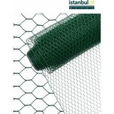 İstanbul Çit Metal Istanbul Çit Metal Pvc Kümes Teli 3/4 Inç 19 mm Göz 0,70 mm Tel Kalınlığı Yeşil 120 cm x 20 M Altıgen Örgülü Tel