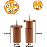 İstanbul e-Hırdavat Gizli Mobilya Kanepe Sehpa Koltuk Kahvereng Orta Destek Ayağı Ayarlanabilir 9.5 cm I Baza Ayak - Kahverengi - Ayarlı Orta Ayak