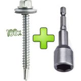 İstanbul e-Hırdavat Trapez Çatı Vidası Matkap Uçlu 5.5X75 mm 100 Adet - MANYETİK SOMUN ADAPTÖRÜ 8x45 MM HEDİYE