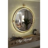 Istanbul Gold Kablosuz Led'li Ayna, Metal Dekoratif Hol Duvar Salon Mutfak Banyo Wc Ofis Aynası - Altın