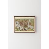 İstanbul Haritası - Ahşap Desenli Çerçeve, Ceviz, 50 x 70, 23450000004825