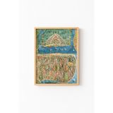 İstanbul Haritası - Ahşap Desenli Çerçeve, Naturel, 50 x 70, 23450000004810