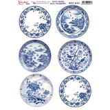 Istanbul Hobi Koyu Zemin Sulu Transfer Kağıdı 25x35cm KST-241 Mavi Desenler Yuvarlak