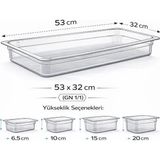 İstanbul Horeca 1/1 Gn Şeffaf Polikarbon Gastronom Küvet 53X32 cm 6.5 cm Derinlik - 6,5 cm