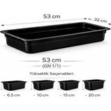 İstanbul Horeca 1/1 Gn Siyah Polikarbon Gastronom Küvet 53X32 Cm 10 Cm Derinlik