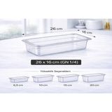 İstanbul Horeca 1/4 Gn Şeffaf Polikarbon Gastronom Küvet 26X16 cm 6.5 cm Derinlik - 6,5 cm