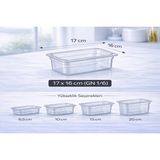 İstanbul Horeca 1/6 Gn Şeffaf Polikarbon Gastronom Küvet 17X16 Cm 10 Cm Derinlik