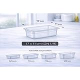 İstanbul Horeca 1/9 Gn Şeffaf Polikarbon Gastronom Küvet 17X11 cm 6.5 cm Derinlik - 6,5 cm