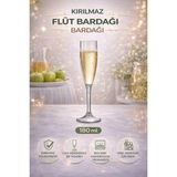 İstanbul Horeca Kırılmaz Polikarbon Flüt Bardağı 180 ml Cam Görünümlü - 1 Adet - Şeffaf