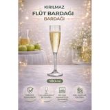 İstanbul Horeca Kırılmaz Polikarbon Flüt Bardağı 180 Ml Cam Görünümlü