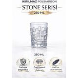 İstanbul Horeca Kırılmaz Polikarbon Stone Serisi Bardak 6 Adet 250 ml Cam Görünümlü Desenli Tasarım - Şeffaf