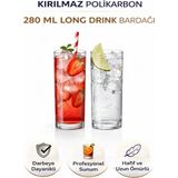 İstanbul Horeca Polikarbon Kırılmaz 280 ml Long Drink Bardağı Cam Görünümlü Şık Tasarım - 1 Adet - Şeffaf
