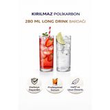 İstanbul Horeca Polikarbon Kırılmaz 6 Adet 280 ml Long Drink Bardağı Cam Görünümlü Şık Tasarım