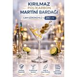 İstanbul Horeca Polikarbon Martini Kadehi Kırılmaz Cam Görünümlü 6 Adet 280 ml Kokteyl Bardağı - Şeffaf