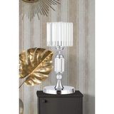 İstanbul Kristal Taşlı Gümüş Kasalı Modern Abajur 40 cm Şık Tasarım ve Şeffaf Başlık