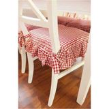 İstanbul kumaş Sandalye Minderi – Bağcıklı, Çökme Yapmaz Sünger Dolgulu, Yıkanabilir – 40x40 cm Pötikareli Fırfırlı
