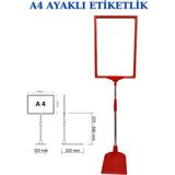 İstanbul Manken 1 Adet Kırmızı A4 Ayaklı Etiketlik Sepet Etiketi Çerçeveli Etiketlik Eşek Askılık Etiketi