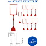 İstanbul Manken 10 Adet Kırmızı A4 Ayaklı Etiketlik Sepet Etiketi Çerçeveli Etiketlik Eşek Askılık Etiketi