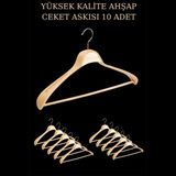 İstanbul Manken 10 Adet Yüksek Kalite 48 cm Ahşap Askı Ceket Askısı Takım Elbise Askısı - Ahşap Rengi
