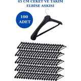 İstanbul Manken 100 Adet Plastik Yüksek Kalite Ceket Askısı, Elbise Askısı, Takım Elbise Askısı - Siyah