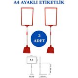 İstanbul Manken 2 Adet Kırmızı A4 Ayaklı Etiketlik Sepet Etiketi Çerçeveli Etiketlik Eşek Askılık Etiketi