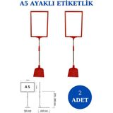 İstanbul Manken 2 Adet Kırmızı A5 Ayaklı Etiketlik Sepet Etiketi Çerçeveli Etiketlik Eşek Askılık Etiketi