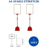 İstanbul Manken 2 Adet Kırmızı Beyaz A4 Ayaklı Etiketlik Sepet Etiketi Çerçeveli Etiketlik Eşek Askılık Etiketi