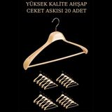 İstanbul Manken 20 Adet Yüksek Kalite 48 cm Ahşap Askı Ceket Askısı Takım Elbise Askısı - Ahşap Rengi