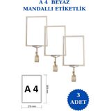 İstanbul Manken 3 Adet A4 Mandallı Raf Etiketi Sepet Etiketi Çerçeveli Etiketlik Eşek Askılık Etiketi