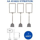 İstanbul Manken 3 Adet Gri A4 Ayaklı Etiketlik Sepet Etiketi Çerçeveli Etiketlik Eşek Askılık Etiketi