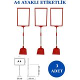 İstanbul Manken 3 Adet Kırmızı A4 Ayaklı Etiketlik Sepet Etiketi Çerçeveli Etiketlik Eşek Askılık Etiketi