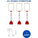 İstanbul Manken 3 Adet Kırmızı Beyaz A5 Ayaklı Etiketlik Sepet Etiketi Çerçeveli Etiketlik Eşek Askılık Etiketi