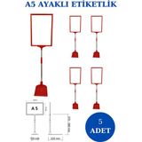 İstanbul Manken 5 Adet Kırmızı A5 Ayaklı Etiketlik Sepet Etiketi Çerçeveli Etiketlik Eşek Askılık Etiketi