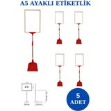 İstanbul Manken 5 Adet Kırmızı Beyaz A5 Ayaklı Etiketlik Sepet Etiketi Çerçeveli Etiketlik Eşek Askılık Etiketi