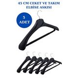 İstanbul Manken 5 Adet Plastik Yüksek Kalite Ceket Askısı, Elbise Askısı, Takım Elbise Askısı - Siyah