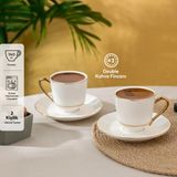 İstanbul Porselen Semin 2 Kişilik Kahve Fincan Takımı Gold 140 ml - Beyaz - 2 Adet